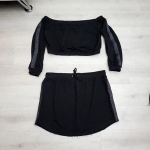 Forever 21+ Crop Black and Glitter Skirt Set